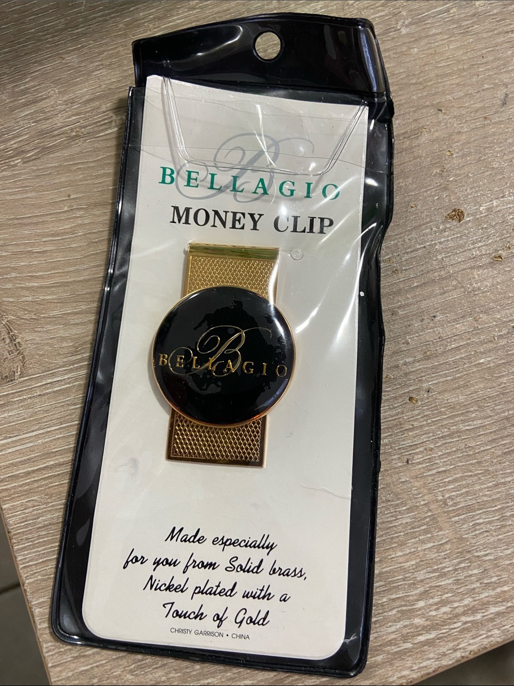 Vintage Bellagio Las Vegas Casino Gold Toned / Black Money Clip NEW